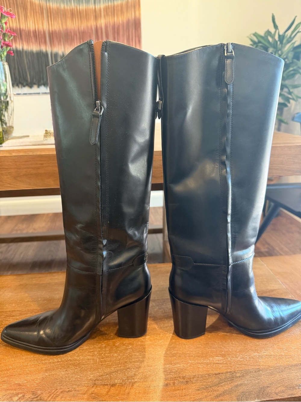 Sarto by Franco Sarto Jasmine block Black-Knee High Leather Boots. Size 9